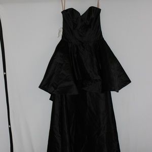 Fame and Partners Black  Satin Strapless Gown